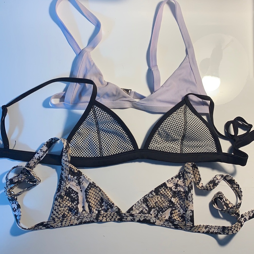 3 bathing suit tops, 2 Zaful, 1 triangle